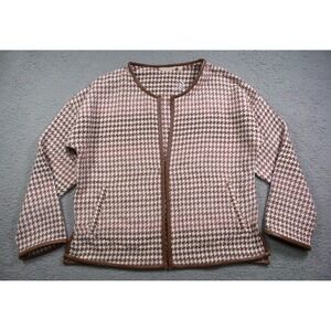 Soft Surroundings Jacket Womens Size Large White Brown Romilly Houndstooth NWOT